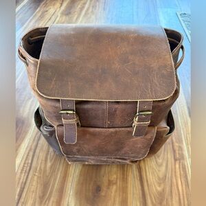 Vintage Brown Leather Backpack